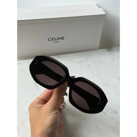 NEW Celine CL40319F 3 Dots Unisex Black Squared Sunglasses display picture 1